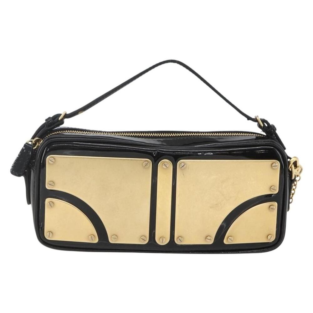 Miu Miu Patent Leather Chain Shoulder Bag Black